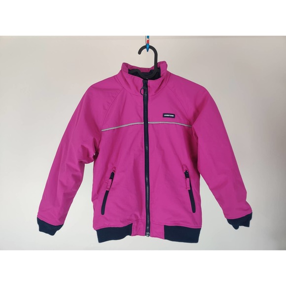 (V) Lands' End kids girl jacket winter puffy warm winter fuchsia sz S (8) - Picture 2 of 12